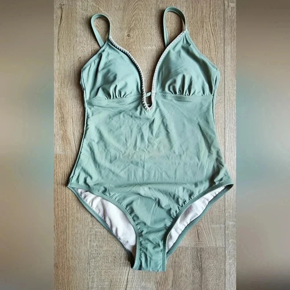 Kona Sol Sage Green One Piece Swimsuit Size Large NWOT